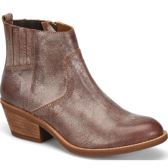 Sofft Boots Size 7.5 Chelsea Western Boots Brown Brush Off‎ Leather Block Heel - Picture 1 of 12